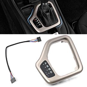 Transmission Shifter Bezel with Harness Compatible with 2014 2015 2016 2017 2018 Jeep Cherokee, Replace for 5YD27LS5AA 5YD271U5AA 5YD272U5AA 5YD271X9AA Gold