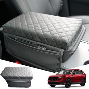 2025 New Car Center Console Cover for Honda CRV 2023-2025, Black Leather Car Armrest Cover Cushion with 2 Storage Bags for Honda CRV Car Accessories 2025 2024 2023