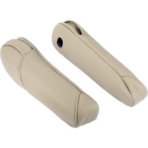 X AUTOHAUX Pair Microfiber Leather Car Front Seat Armrest Cover Replacement Beige for Honda CRV 2007-2009