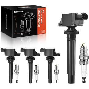 A-Premium Set of 4 Ignition Coil Pack and Iridium Spark Plugs Compatible with Suzuki SX4 2007 2008 2009, Grand Vitara 2006 2007 2008, L4 2.0L
