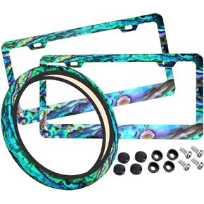 Pop Singer License Plate Frames & Music Lover Fans Steering Wheel Cover Car Steering Wheel Protector Fit 15 Inches, Rustproof License Plate Cover for Standard Us Canada License Plate Holder 12x6 Inch