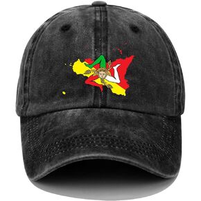 Sicily Cap Sicilian Print Washed Baseball Cap Sicily Flag Sicilian Flags Baseball Hat for Men Women Funny Gifts