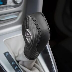 Automatic at Gear Shift Knob Cover Protector Trim - Genuine Leather Accessories Compatible for Ford Fusion EcoSport Escape Focus Transit C-Max Energi - Vehicle Interior Decoration Accessorie