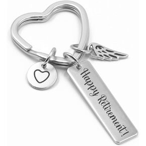 Keychain 'Happy Retirement' with Gift Bag | Heart-Shaped Keyring with Guardian Angel Charm – Retirement Gift Women in Saudi Arabia