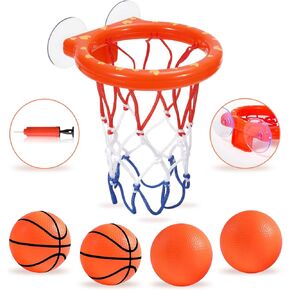 Bath Toys - Bathtub Basketball Hoop for Kids Toddlers,Bath Toys Shower Toys for Kids Ages 4-8,Suction Cup Basketball Hoop & 4 Soft Balls Set for Boys Girls