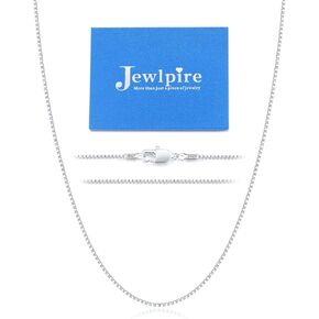 Jewlpire Italian Soild 22K Real Gold Over 925 Sterling Silver Chain Necklace for Women, 1.3mm Hypoallergenic Box Chain Thin & Sturdy Women's Chain Necklaces 14/16/18/20/22/24/26 Inch