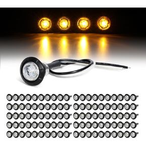 (حزمة من 100) 3/4 بوصة صغيرة مستديرة واضحة عدسة العنبر LED مختومة أضواء العلامات الجانبية التخليص مؤشر مصابيح مقطورة سحب شاحنة بيك اب حافلة قارب 12 فولت تيار مستمر XT in Kuwait