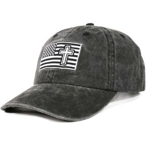 InnoBeta Christian Cap Hat Gifts for Men & Women, Religious Cross & Flag Design, Adjustable Embroidered Hat Grey, Pastor Gifts for Men