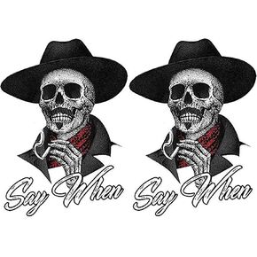 WSQ 2-Pack Say When Sticker Decal Skeleton Skull Tombstone - 4 Inches - for Car Truck SUV Van Window Bumper Wall Laptop Tablet Cup Tumbler and Any Smooth Surface