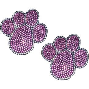 cueclue 2 PCS Bling Car Decals, Crystal Decoration Sticker, Rhinestone Dog Paw Print Stickers, Universal for Car Body Bumper Window Laptops Self-Adhesive Sticker (Red)