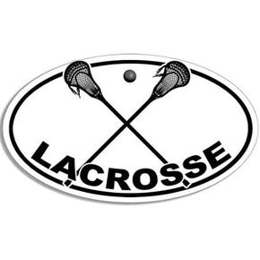 Oval Lacrosse with Crossed Sticks Logo Sticker (Decals LAX Vinyl for Cars, Laptop, Back Windows, and RVs (3 x 5 inch)
