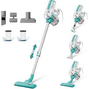 Cordless Stick Vacuum Cleaner, Handheld Rechargeable Lightweight Small Vacuum Electirc Broom for Hardwood Floors Short Pile Carpet Pet Hair Home Cleaning, 12KPa Suction, Detachable Battery