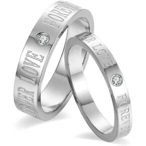 Matching Rings Titanium Steel AAA CZ Couple Rings Wedding Band His and Her Ring