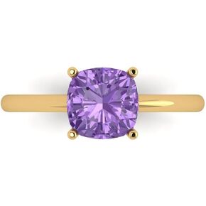 Clara Pucci 2.0 ct Cushion Cut Solitaire Simulated Alexandrite Engagement Wedding Bridal Wedding Anniversary Ring 14k Yellow Gold
