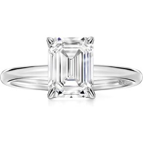 Michooyel 18K Gold Plated Cubic Zirconia Engagement Ring for Women, 2.0ct Emerald cut CZ Solitaire Promise Rings 925 Sterling Silver Rings