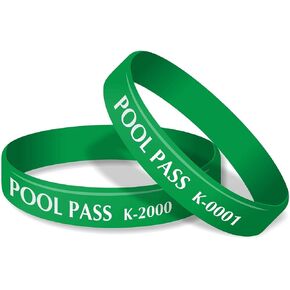 SmartSign (100-Pack) Adults Pool Pass Silicone Wristbands with Consecutive Numbering, Prefix A, 1/16 inch Silicone Bracelet Band, 8“ L x 0.5“ W x 0.06“, Blue and White, USA-Made