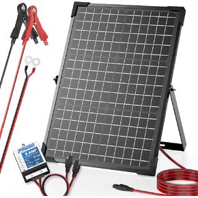 12V Solar Panel Battery Charger: 20W Solar Car Trickle Maintainer