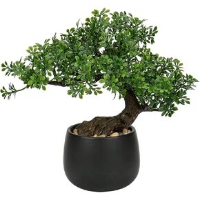 Artificial Bonsai Tree Juniper Faux Plants Indoor Small Fake Plants Decor with Black Plastic Pots for Home Table Office Desk Bathroom Shelf Bedroom Living Room Farmhouse Decorations
