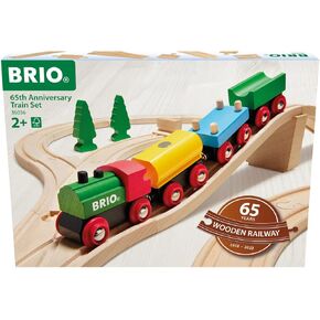 Brio Classic – 65th Anniversary Train Set | 32 Piece Wooden Train Set Toy for Kids Age 2 Years Up