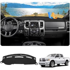 FIILINES Dash Cover for 2010-2018 Dodge Ram 1500(Without Hud), Dashboard Mat Accessories Dash Cover Sunshade Nonslip Mesh Protector No Glare Black