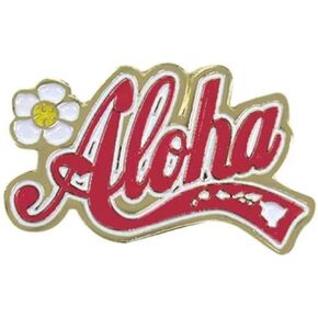 Hawaiian Lapel Or Hat Pin Aloha State Pink, Gold