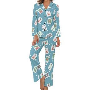 Womens Pajamas Set Retro Cowgirl Boots Hat Soft Satin Long Sleeve Sleepwear Button Down Nightwear Pj Lounge Sets