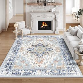 VK VK·LIVING 5'x7' Area Rugs 5'x7' Washable Rug 5'x7' Machine Washable Area Rugs for Living Room Boho Area Rugs for Bedroom, Vintage Rugs Carpet Machine Washable Rug Non Slip Office Rug, Light Grey
