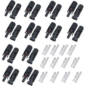 12 PCS Solar Connectors IP67 Waterproof 1000V 30A Male & Female Solar Panel Cable Connectors (12AWG-10AWG)