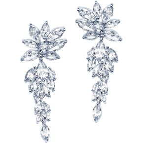 Wedding Earrings Elegant Statement Dangle Drop Dangling CZ Marquise Cubic Zirconia AAAAA 18K Gold Plated Rhinestone Luxurious for Brides Bridal Wedding Women Precious Crystal