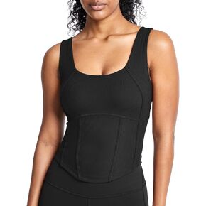 MEIVSO Womens Athletic Workout Tank Tops Built in Bra Tight Fit Scoop Neck Yoga Shirt