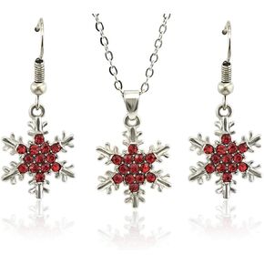 Snowflake Necklace Earrings Jewelry Set for Women Sparkling Cubic Zirconia Snowflake Pendant Necklace Earrings Set Snowflake Jewerly Sets Trendy Christmas Necklace Drop Dangle Earring Set Dainty Crystal Winter Snowflake Flower Jewelry