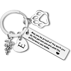 Dabihu Veterinarian Appreciation Gifts Vet Tech Thank You Keychain Initial Letter Keychain Veterinary Student Graduation Gift