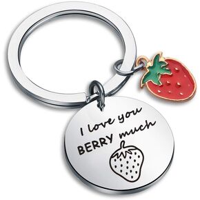 SEIRAA I Love You Berry Much Keychain Strawberry Lover Gift Cute Food Jewelry Strawberry Valentines Gift