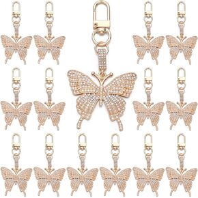 PHAETON 10PCS Crystal Rhinestone Butterfly Keychains Butterfly Shape Key Chain Charms for Backpacks, Purses, Luggage, Birthday Party Favors, Goodie Bag Fillers Wedding Gift for Women