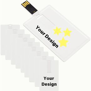 Enfain Credit Card USB 2.0 Flash Drives Memory Stick 1GB White - 10 Pack, for Bank, Book Store, Library, Photo Booth, Health Service