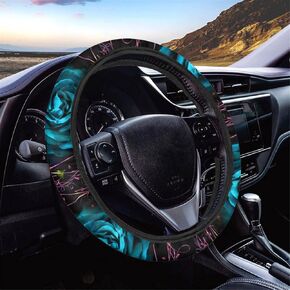 CLOHOMIN Cobweb Spider Web Neoprene Steering Wheel Covers Ocean Style Elastic Cover Geometric Pattern Universal Fit