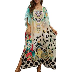 Bsubseach Kaftan Dresses for Women Plus Swimsuit Cover Up Caftan Loungewear Dress Resort Wear