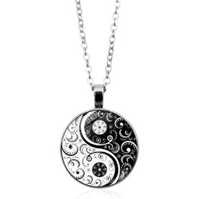 Yin Yang Pendant Necklace Chinese Philosophy Taoist Symbol Talisman Taichi Yoga Stainless Steel Charm Pendant Necklace Necklace for Women Men Valentines Birthday Thanksgiving Christmas