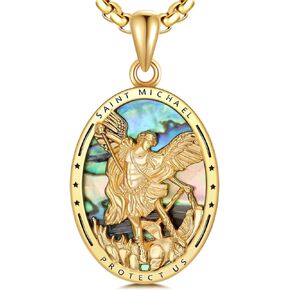 St Michael/St Christopher/Memento Mori/Virgin Mary Necklace for Men S925 Sterling Silver Saint Christopher Pendant Necklace Religious medals Jewelry Gift