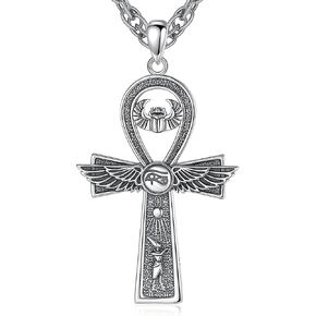 CELESTIA 925 Sterling Silver Egyptian Jewelry Necklaces Scarab Ankh/Eye of Horus/Anubis/Egyptian Goddess Isis for Women Men