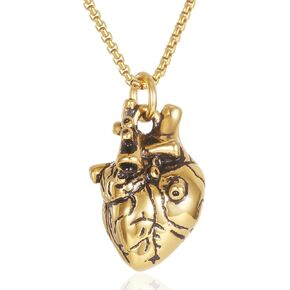 Anatomical 3D Heart Cremation Jewelry For Ashes Of Loved Ones Keepsake Urn Necklace For Women Men Memorial Pendant Stainless Steel