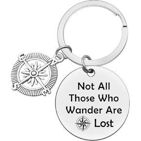 Xiahuyu Not All Those Who Wander are Lost Keychain Travel Gifts Keychain Camping Keychain Graduation Christmas Birthday Gifts Inspirational Gifts for Women Men Wanderer Traveler