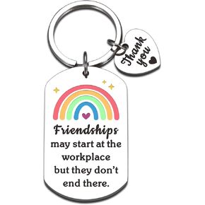 Christmas Coworker Rainbow Friends Keychain, Work Bestie Friendship Gifts, Office Coworker Gifts for Women Leaving Farewell Retirement, Birthday Valentines Day Gifts for Friend Coworker Long Distance