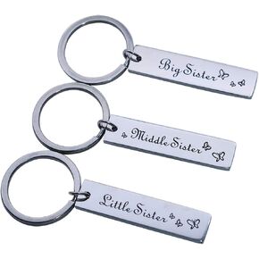 Family Jewelry Gift Big Middle Sister Little Sis Set of 3 Sisters Pendant Keychain for Sisters (3 sisters Keychain)