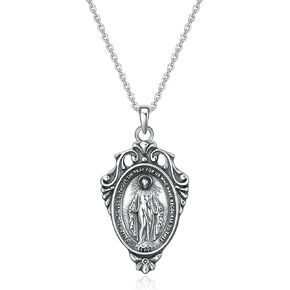 Rnivida 925 Sterling Silver Miraculous Medal Pendant Necklace for Women