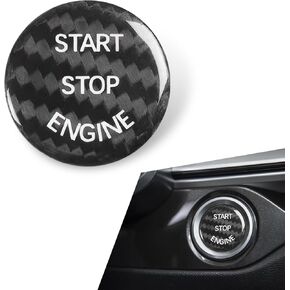 1 PC Car Start Button Decorative Sticker, Engine Start Button Cover Accessories, Car Ignition Button Cover Replacement, Suitable for Most Cars (Carbon Black)