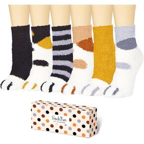 Fuzzy Socks for Women - Fleece Sleep Soft Cozy Animal Socks 6 Pairs, Christmas Stocking Stuffers