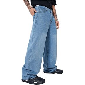 بنطلون جينز فضفاض غير رسمي للرجال من Verdusa بنطال جينز طويل بأرجل مستقيمة in Kuwait