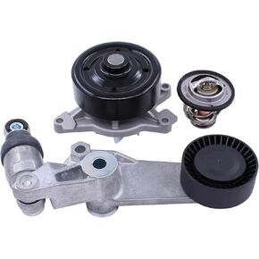 ApplianPar Water Pump and Thermostat and Drive Engine Belt Tensioner Assembly for Toyota Corolla 1998-2008 Matrix 2003-2008 Pontiac Vibe 2003-2006