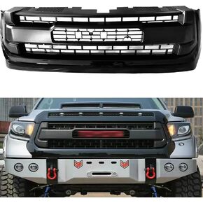 MUCO Grille Grills Front Hood Bumper-Gloss Black Grille Cover for Tundra 2014 2015 2016 2017 Mesh Style Front Grille Gloss Black